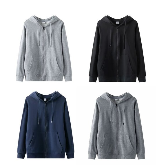PBG Zip Up Hoodie Sweatshirts 4 Pack Assorted Big Pockets S-XL